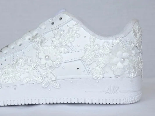 Handmade Pearl Lace Wedding Nike Air Force 1 Sneakers